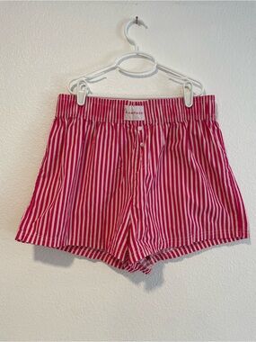 Rampage Pink and White Vertical Stripe High Waist Shorts